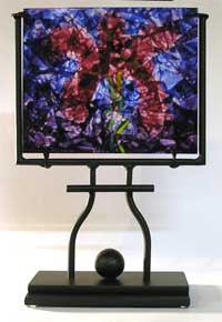 Iris Art Glass Tile in Stand - Glass Panel